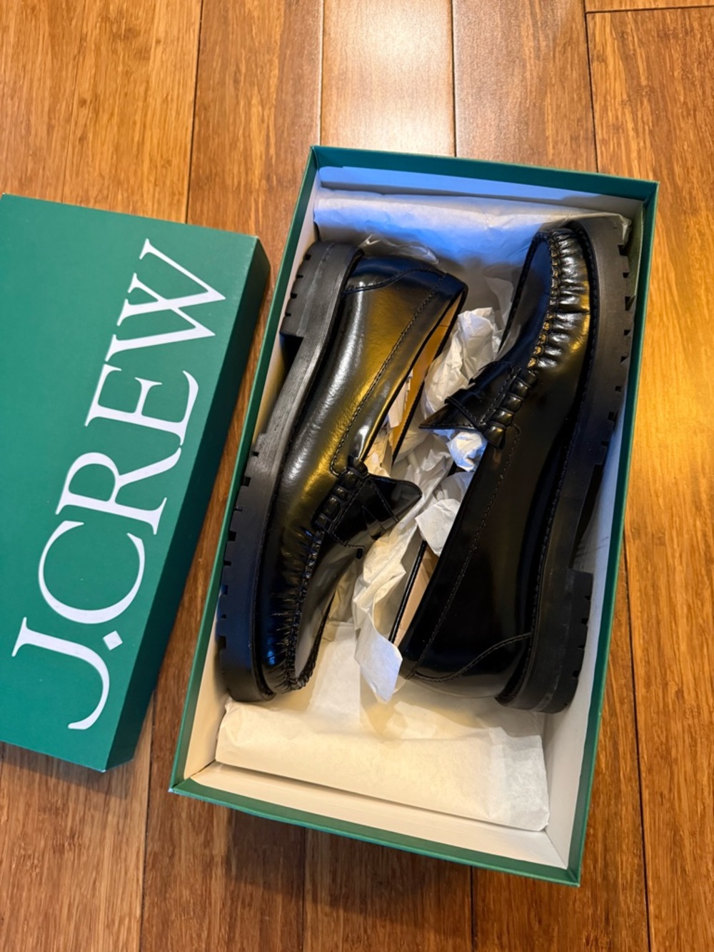 J. Crew Winona Black Leather Penny Loafers. New in box. - Picture 2 of 5